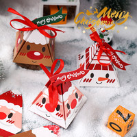 Pyramidenförmige Papier-Geschenkbox Weihnachtsthema Lebensmittel-Kartonbox Recycelbar Schwamm Kaugummi Individuell Selbstaufrichtend Direkt ab Werk