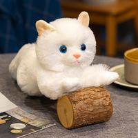 Peluche de chat réaliste brodée, super douce, en coton PP, pour chat siamois, britannique à poils courts, persan, cadeau réconfortant
