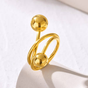 ใหม่แหวนวินด์บอลแบบไม่สม่ำเสมอของผู้หญิงเครื่องประดับสเตนเลสที่เรียบง่าย - Product Image 2