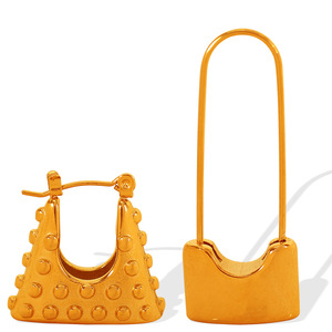 Pendientes con forma de candado de aleación de zinc, joyería de moda en oro y plata, pendientes para mujer EH359 0 - Product Image 5