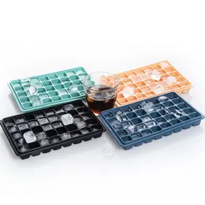 40 Cavities Square Ice Mold Silicone Ice Cube, Silicone Ice Cube Tray With Cover