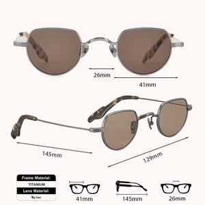 Zamansız Geometrik Yuvarlak Titanyum Güneş Gözlüğü Unisex UV400 Polarize Koruma Naylon <span class=keywords><strong>Lens</strong></span> Erkek Kadın Günlük Rahat Kullanım - Product Image 4