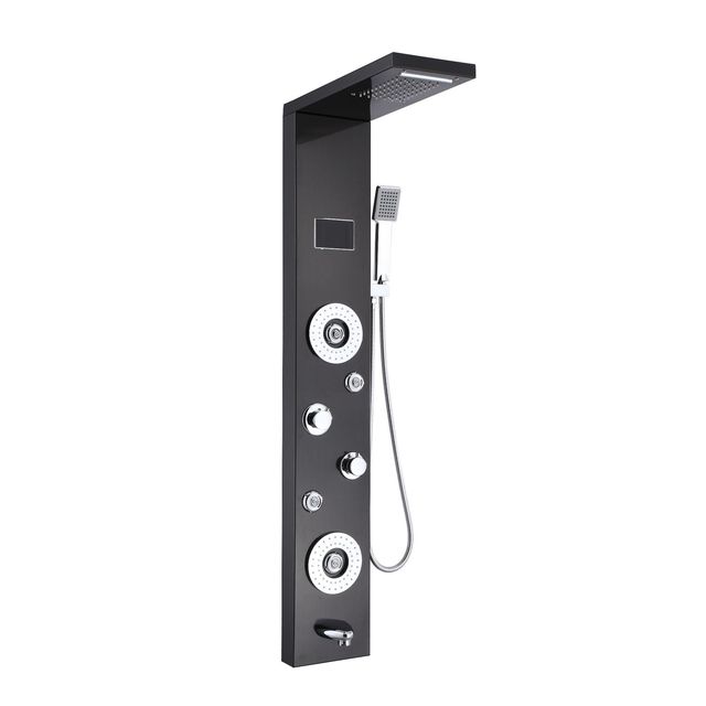 Modern Digital Display Wall Mounted Waterfall Stainless Steel Shower Panel LED Light  304 Stainless Steel Shower Column