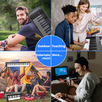 Piano portable léger et multifonctionnel Bx18 à 61 touches, clavier musical électronique pliable avec application d'enseignement de la musique