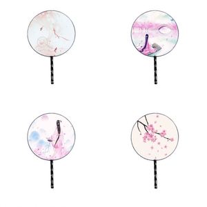 Éventail rond portable en bois ancien translucide et soyeux, style ange, technique de bambou, pour mariage, décoration intérieure et cadeau, peinture - Product Image 4
