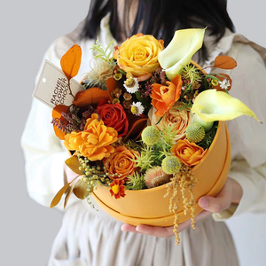 Wholesale Custom Luxury White Round Boxes For Flower Arrangements Big Round Flowers Cylinder Packaging Hat Boxes Round Boxes