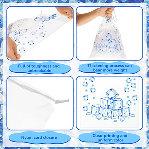 ถุงน้ำแข็ง LDPE แบบมีเชือกผูก น้ำหนักสุทธิหลากหลายขนาด 8 ปอนด์ 10 ปอนด์ 20 ปอนด์ ราคาโรงงานโดยตรง - Product Image 4