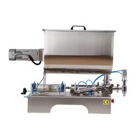 Machine de remplissage horizontale à piston pour beurre de cacahuète, sauce chili, sauce épaisse pour salade, tahini, pâte en bouteille, avec mélangeur chauffant