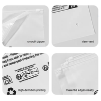 Sac à vêtements personnalisé en plastique CPE transparent givré avec fermeture éclair, imprimé en héliogravure, avec étiquette d'avertissement recyclable