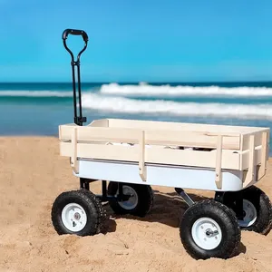 Carro plegable de madera con asa para acampada, carrito plegable para la playa para niños