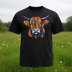 Camiseta con gráfico de vaca de las Tierras Altas, unisex, talla mediana para adultos, diseño colorido de animales - Product Image 3