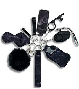Porte-clés cadeau d'autodéfense Bling avec lanière de poignet <span class=keywords><strong>Kit</strong></span> de porte-clés personnel pour femmes avec alarme de sécurité pour alarme sonore 130Db sûre P - Product Image 1