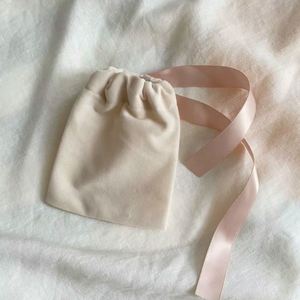 New Design Mini Velvet Jewelry <b>Pouch</b> Custom Soft Velvet Gift Bag Silk Ribbon <b>Drawstring</b> <b>Pouch</b> With Logo Printing - Product Image 2