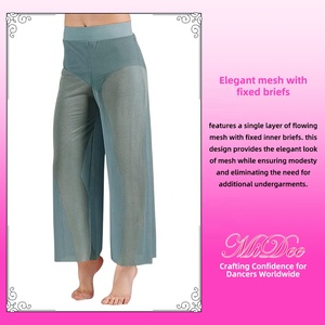 Pantalon <span class=keywords><strong>de</strong></span> <span class=keywords><strong>danse</strong></span> lyrique en maille pour femme MiDee, taille haute, jambe large avec culotte intégrée pour <span class=keywords><strong>la</strong></span> scène et l'entraînement - Product Image 3