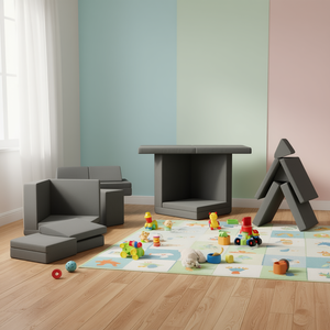 Gold Block Modular Kids <b>Sofa</b> Simple Cube Design Foam Cushion Back <b>2</b> <b>Seater</b> Living Room Furniture for <b>3</b> Years And Above - Product Image 2