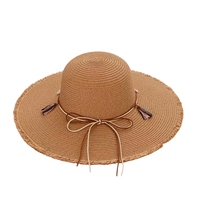 Personnalisable pliable bohème femmes à larges bords chapeau de paille arc à la mode parasol pour la pêche activités de plein air en gros