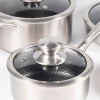 Ensemble de casseroles personnalisable Golden Key, 7 pièces, acier inoxydable 3 plis, antiadhésif, gravure, casserole, marmite, poêle à frire