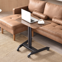 Bureau d'ordinateur portable sur roulettes réglable en hauteur avec roues verrouillables, table d'ordinateur mobile pour canapé pour le travail à domicile