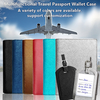 Porte-monnaie de voyage multifonctionnel en cuir PU coloré avec étiquette à bagage