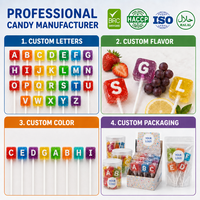 Sucettes carrées en forme de lettres de l'alphabet, bonbons durs aux fruits, OEM, marque privée, logo personnalisé, bonbons éducatifs pour enfants, bonbons pour fêtes