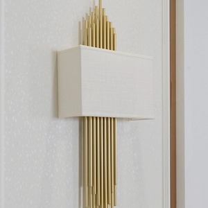 Aplique de pared de tela de hierro de nuevo estilo, luces de techo, pasillo de Hotel, tiras de metal dorado, lámparas de pared - Product Image 3