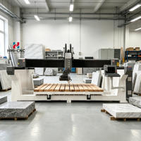 Centre d'usinage automatique 5 axes pour dalles de granit, marbre et quartz avec scie à pont pour pierre