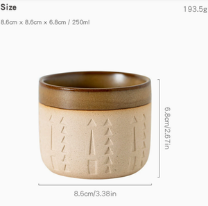 Taza de cerámica rústica para café expreso o té con asa, estilo vintage, con grabado de arquitectura árabe. - Product Image 6