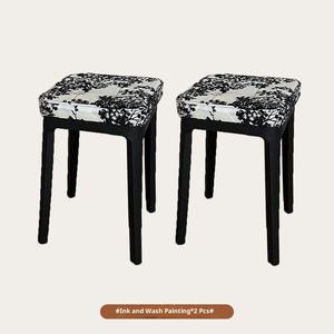 Tabouret empilable moderne pieds noirs coussin souple vert Orange coussin en <span class=keywords><strong>latex</strong></span> pour salon <span class=keywords><strong>salle</strong></span> à manger chaise tabouret <span class=keywords><strong>de</strong></span> maquillage chaise simple - Product Image 3