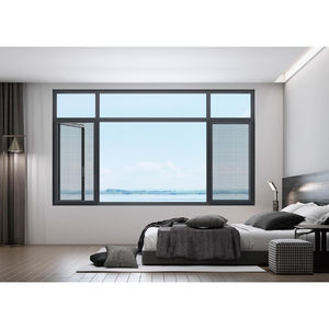 Fenêtres modernes en aluminium noir insonorisées et résistantes aux ouragans, avec cadre en aluminium et <span class=keywords><strong>double</strong></span> <span class=keywords><strong>vitrage</strong></span> pour chambre à coucher - Product Image 1