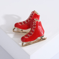 Broches créatives en forme de patins à glace effet goutte d'huile pour sports de plein air, cadeaux de fêtes, accessoires populaires pour femmes, vente en gros fabricant