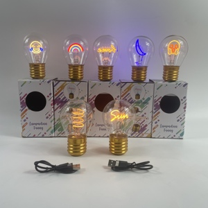 Decorative <b>Lights</b> Rechargeable Glass Vintage <b>Light</b> Lover Smile Portable Type-C <b>USB</b> <b>LED</b> Bulb 2700K Soft Warm White for Gift - Product Image 1