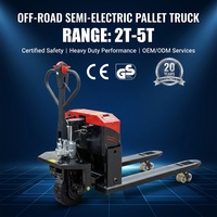 Transpaleta Semieléctrica Todoterreno 3T 550mm, Alta Capacidad de Carga, Freno Antideslizante Inteligente, Sistema de Elevación Reforzado y Estable
