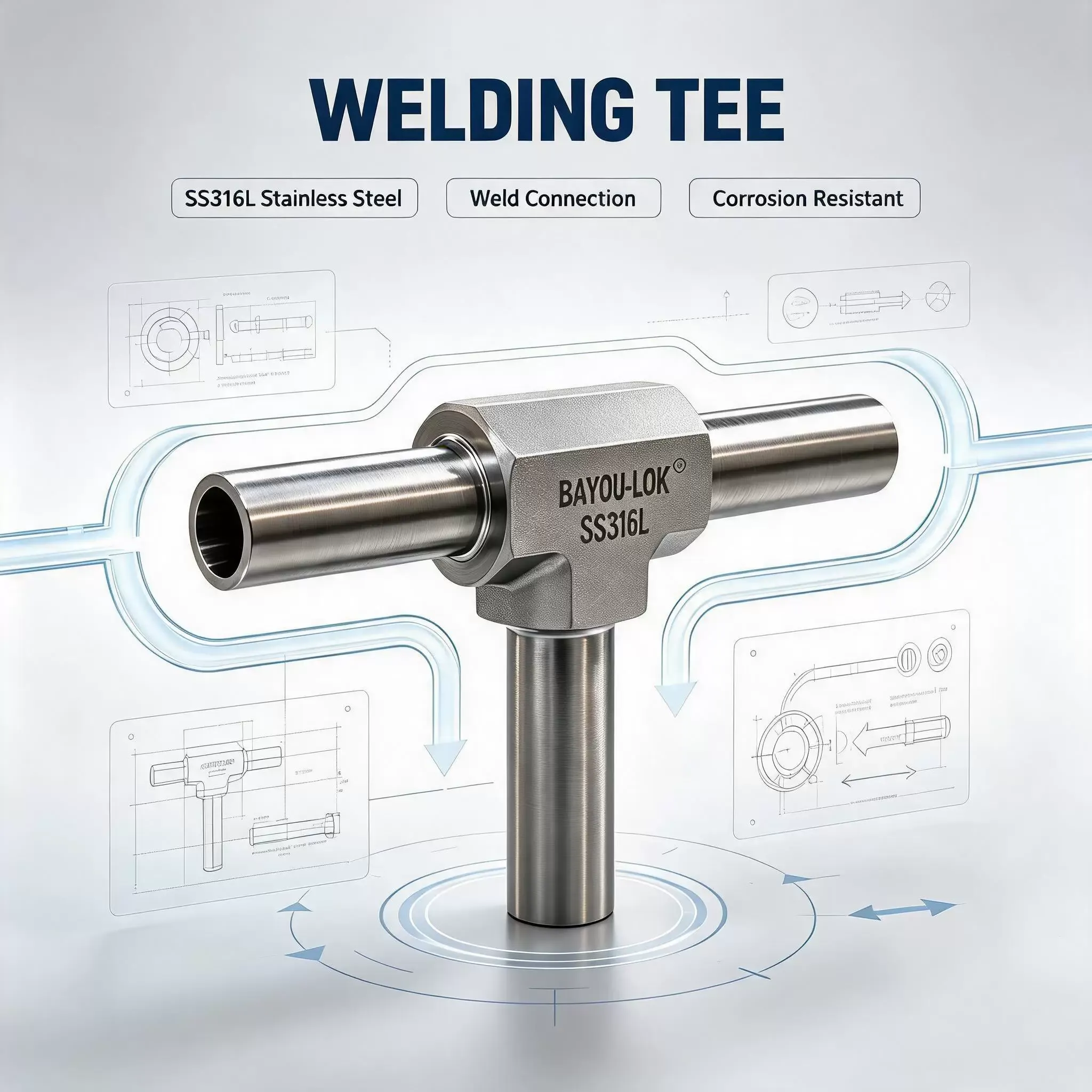 Valve Fitting SS316 Pipe Fitting, 3/8 Inch, 3-way Reducing Welded Tee Stainless Steel Pipe Fitting · image 4