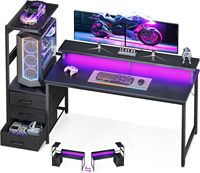 Support d'écran de bureau gaming LED personnalisé avec éclairage RGB, motif fibre de carbone, porte-gobelet de bureau, pieds en acier, station de travail e-sport