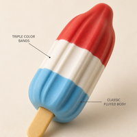 Jouets Squishy de Bureau en Mousse à Rebond Lent, Rouge Blanc Bleu, en Forme de Sucette, Décoration de Fête d'Été Rétro, avec Poignée Cannelée