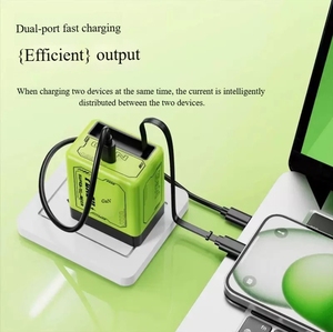 Chargeur de téléphone pliable avec protection OTP, prise américaine, QC3.0, 120W GaN USB-C, chargeur rapide avec câble rétractable pour le bureau - Product Image 6