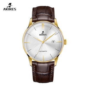 AKIRES Luxury Brand ETA Automatic Movt <span class=keywords><strong>cinturino</strong></span> in <span class=keywords><strong>pelle</strong></span> in acciaio inossidabile 316L <span class=keywords><strong>orologio</strong></span> da uomo impermeabile di alta qualità - Product Image 2
