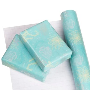 Custom Eco-Friendly Sea Life Pattern Gift <b>Wrap</b> <b>Paper</b> <b>Roll</b> Double-Sided Coated Art <b>Paper</b> 100GSM Recyclable Digital Printing - Product Image 2