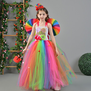 Vestido Tutú Arcoíris HP para Niñas, Disfraz de Piruleta con Lazo, Vestidos de Princesa para Niñas, Trajes para Fiestas de Cumpleaños - Product Image 3