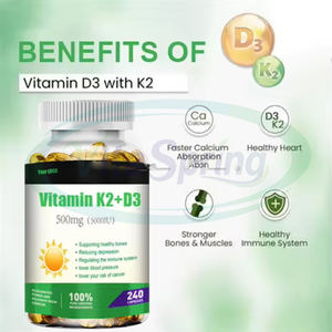 VitaSpring OEM Vitamina <span class=keywords><strong>D3</strong></span> + <span class=keywords><strong>K2</strong></span> Softgel Vegano Soporte Huesos fuertes Suplemento Calcio Vitamina <span class=keywords><strong>D3</strong></span> Softgel Cápsulas - Product Image 4