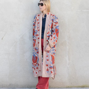 Chaqueta Boho Chic Vintage para Mujer, Acolchada, Color Rosa Bebé, con Botones Ecológicos, Forro de Algodón, para Invierno y Otoño - Product Image 1