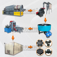 Ligne de production professionnelle continue de charbon pour chicha, machine à fabriquer du charbon de bambou et de coque de noix de coco, moteur en acier inoxydable