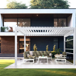 Pergola en aluminium à lames orientables rétractables avec fenêtre à levage et stores enrouleurs pour jardin extérieur, villa, cour - Product Image 1