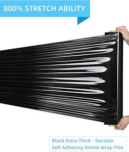Black Plastic Stretch Wrap Film, 9 Inch × 1000 Ft 80 Gauge Industrial Mini <b>Packing</b> Wrap, Heavy Duty Shrink Wrap for Moving - Product Image 2