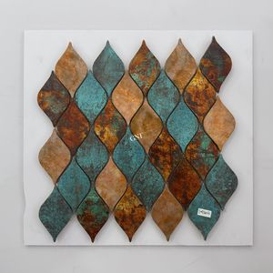 Tuile murale en mosaïque en alliage d'aluminium de qualité supérieure, style vintage oriental arabesque, aspect rouillé, pour cuisine, salle de bain, bar - Product Image 6