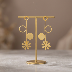 Boucles d'oreilles clous ethniques unisexes en laiton plaqué or 14 carats, motif cercle or rose, pour anniversaire ou occasion spéciale - Product Image 2