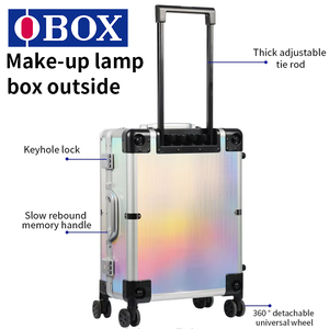 Obox 22inch vật liệu khác hộp trang điểm mỹ phẩm trường hợp có thể gập lại có thể tái chế công suất lớn 6 Đèn <span class=keywords><strong>Led</strong></span> Bluetooth máy nghe nhạc - Product Image 3