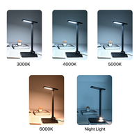 Lampe de table LED multifonctionnelle pour la protection des yeux, sans lumière bleue, avec port de charge USB, lampe de bureau de luxe pour la lecture, lampe de bureau noire