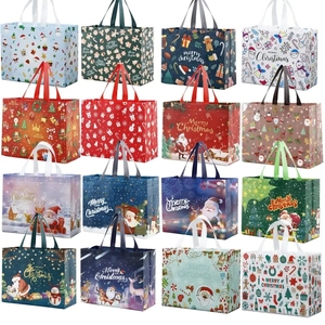 Bolsas de Regalo Navideñas con Asas, Bolsas de Tela No Tejida para Regalos de Navidad, Bolsas Decorativas con Diseño de Papá Noel y Muñeco de Nieve, Bolsas para Fiestas Navideñas - Product Image 2
