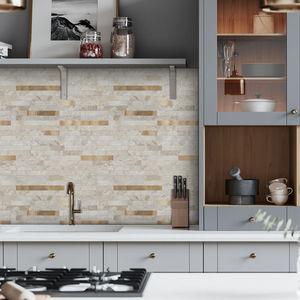 Carrelage mural peler et coller Longue bande avec bâton de marbre sur le mur Facile bricolage étanche pour dosseret de cuisine Carreaux de mosaïque - Product Image 5